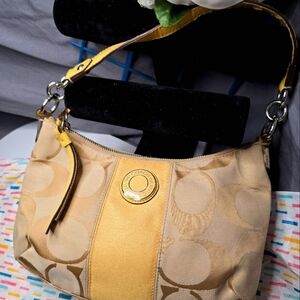 Coach Yellow Beige Tan Shoulder Bag Purse